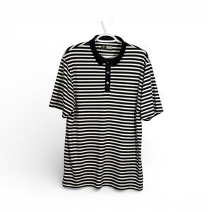 Callaway Opti Dri Men's Golf Polo Shirt Black White Stripe Short Sleeve Size L